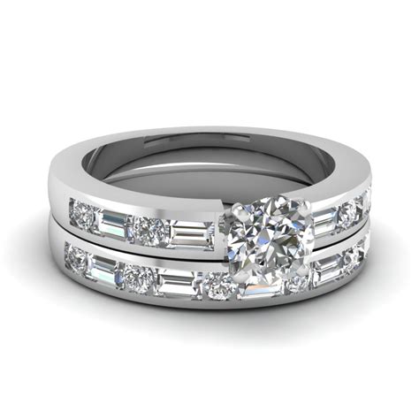 channel setting diamond wedding set